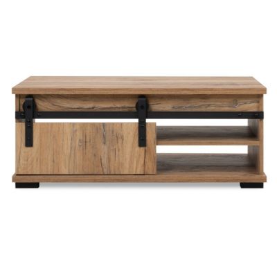 Table Basse avec Porte Coulissante L100 cm - MANZANO