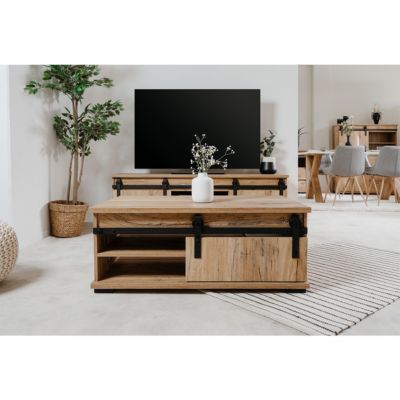 Table Basse avec Porte Coulissante L100 cm - MANZANO