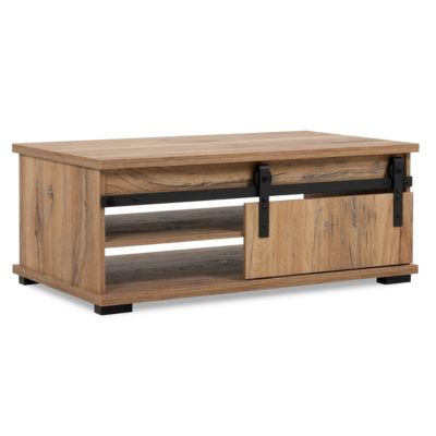 Table Basse avec Porte Coulissante L100 cm - MANZANO