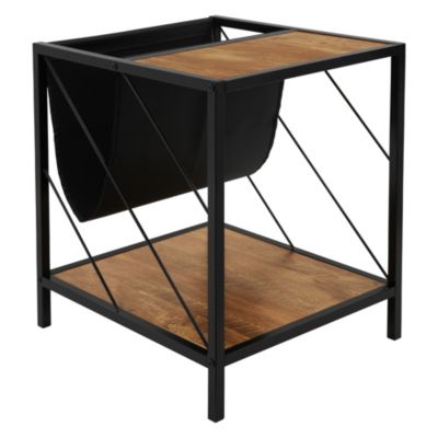 Table basse avec porte-revues table de salon aspect chêne brun 48x43x54cm
