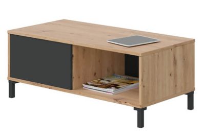 Table basse avec rangement en mélamine coloris chêne/gris anthracite - Hauteur 40 x Longueur 100 x Profondeur 50 cm