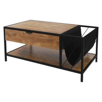 Table basse avec tiroir et porte-revues Table de salon marron 100x54x45cm