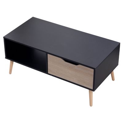 Table basse avec tiroir style scandinave noire FREJA - Happy Garden