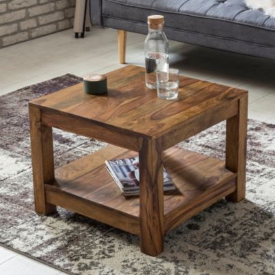 Table Basse Bois Massif 60x45x60cm Table d'appoint Table de salon Design FineBuy