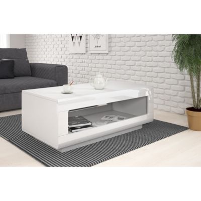 Table basse BREDA  Blanc brillant  110x60 cm  Style design moderne