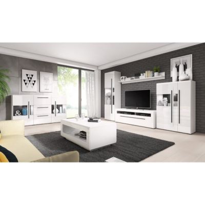 Table basse BREDA  Blanc brillant  110x60 cm  Style design moderne