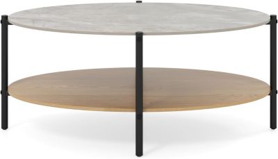 Table Basse Céramique, Marbre Pierres Composite,Cadre Métallique, pour Entrée, 105 x 65 x 43 cm, Charge 50+40KG, Gris