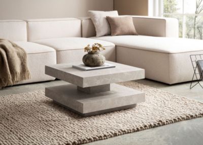 Table Basse Canapé de Salon 60 cm Carré Moderne avec Espace de Rangement FineBuy