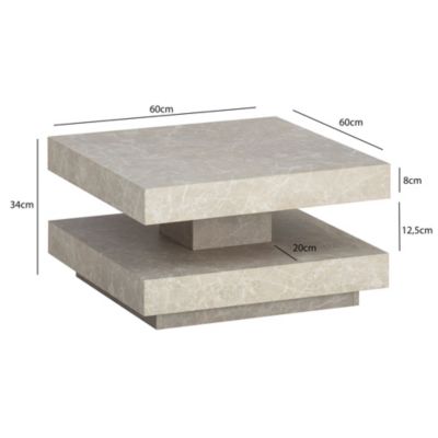 Table Basse Canapé de Salon 60 cm Carré Moderne avec Espace de Rangement FineBuy