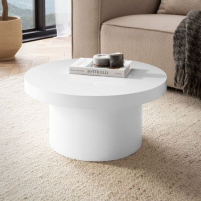 Table Basse Canapé de Salon 60 cm Petite Ronde Moderne Blanc Brillante FineBuy