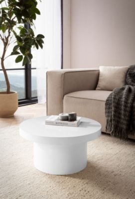 Table Basse Canapé de Salon 60 cm Petite Ronde Moderne Blanc Brillante FineBuy