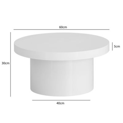 Table Basse Canapé de Salon 60 cm Petite Ronde Moderne Blanc Brillante FineBuy