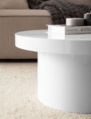 Table Basse Canapé de Salon 60 cm Petite Ronde Moderne Blanc Brillante FineBuy