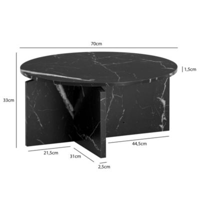 Table Basse Canapé de Salon 70 cm Grande Ronde Moderne Contemporain FineBuy