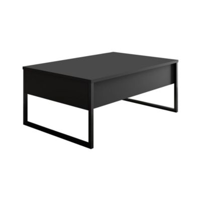 Table basse Canis, Table basse, Porte-revues pour canapé, Etagère de salon, 90x60h40 cm, Anthracite et Noir