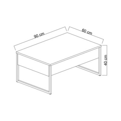 Table basse Canis, Table basse, Porte-revues pour canapé, Etagère de salon, 90x60h40 cm, Anthracite et Noir