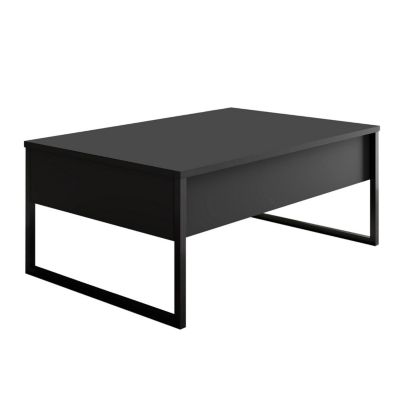 Table basse Canis, Table basse, Porte-revues pour canapé, Etagère de salon, 90x60h40 cm, Anthracite et Noir