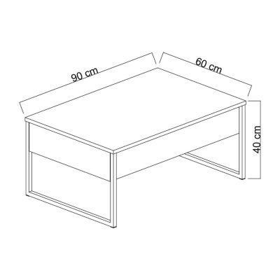Table basse Canis, Table basse, Porte-revues pour canapé, Etagère de salon, 90x60h40 cm, Anthracite et Noir