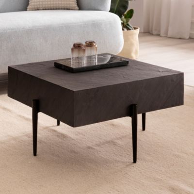 Table Basse Carré Aspect Pierre 64x64x35 cm Table de Salon Moderne FineBuy