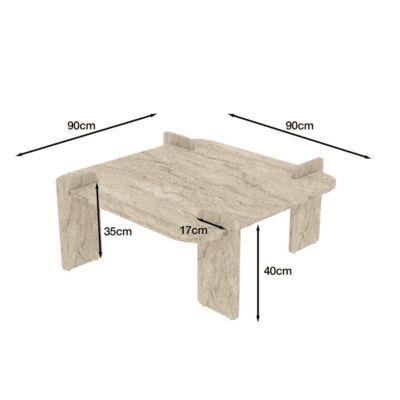 Table basse carrée aux bords arrondis L90 cm NOMA