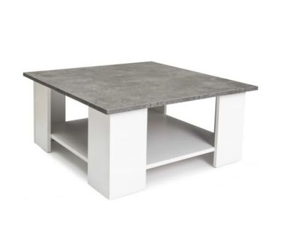Table Basse Carrée Blanche Plateau Effet Béton