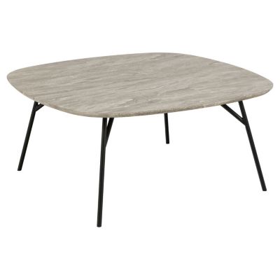 Table basse carrée en bois et métal design vintage Gris, L. 90 x l. 90 x H. 40 cm, HALDOR