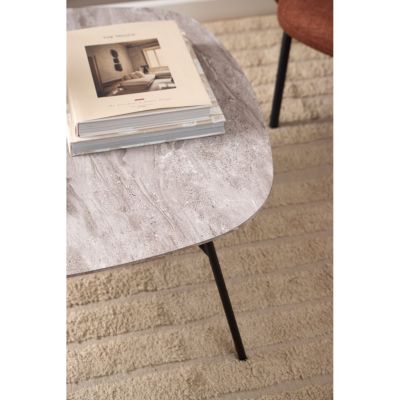 Table basse carrée en bois et métal design vintage Gris, L. 90 x l. 90 x H. 40 cm, HALDOR