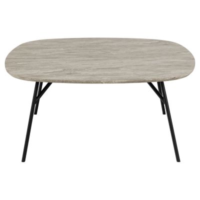Table basse carrée en bois et métal design vintage Gris, L. 90 x l. 90 x H. 40 cm, HALDOR