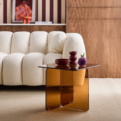 Table basse carrée en verre trempé 50cm ambre - Glintz