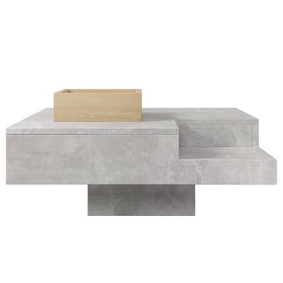Table Basse Carrée Moderne Design Avec Boîte De Rangement Amovible, Table D'appoint Boisetgris