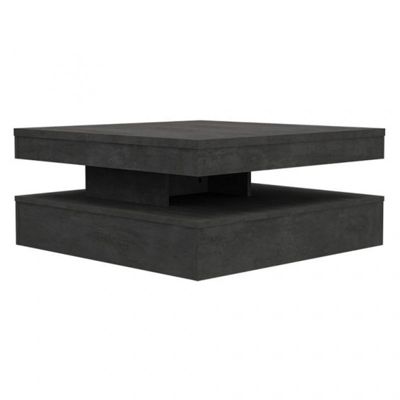 Table basse carrée plateau rotatif décor béton gris anthracite - WILLO