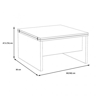 Table basse carré réhaussable et extensible décor bois clair - SOFYA