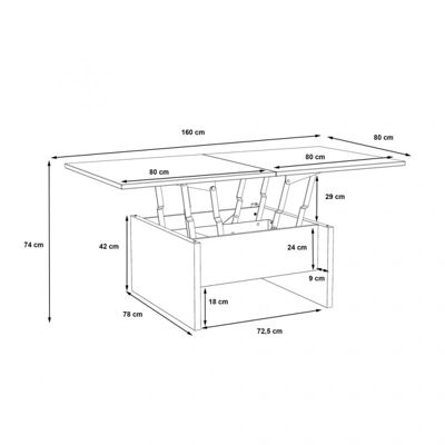 Table basse carré réhaussable et extensible décor bois clair - SOFYA