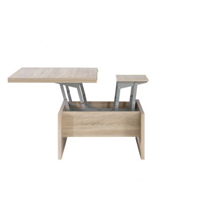 Table basse carré réhaussable et extensible décor bois clair - SOFYA