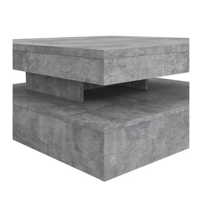 Table basse carree pivotante - Panneau de particules - Decor beton gris clair - Classique - L 78 x P 78 x H 35,4 cm - COFFEE