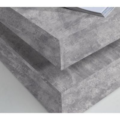 Table basse carree pivotante - Panneau de particules - Decor beton gris clair - Classique - L 78 x P 78 x H 35,4 cm - COFFEE