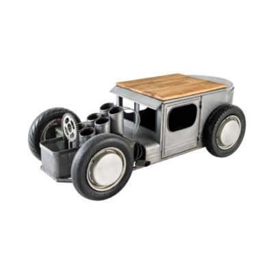 Table basse CARROAD 165 cm en acier et bois de manguier style voiture vintage