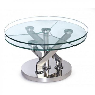 Table basse CARROUSEL à plateaux pivotants en verre piètement acier ...