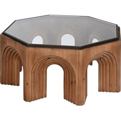 Table basse chic en verre et bois élégance moderne 99 x 99 x 46 cm Brun noir élégant et moderne