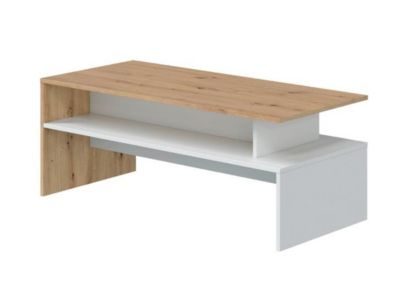 Table basse coloris blanc artic, chêne nordique - longueur 108 x hauteur 43 x profondeur 50 cm