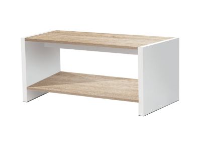 Table basse coloris Blanc / Chêne Cambrian - longueur 77 x profondeur 40 x hauteur 39 cm