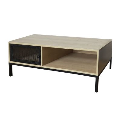 Table basse coloris naturel/noir - longueur 100 x profondeur 50 x hauteur 36 cm