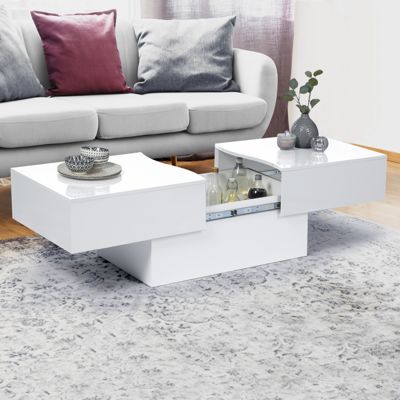 Table basse coulissante rectangulaire MARTA bois blanc