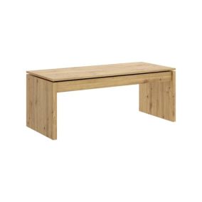 Table basse Cuar, Porte-revues de salon avec compartiment de rangement, Table basse élévatrice basse, 102x50h43 cm, Chêne Knot