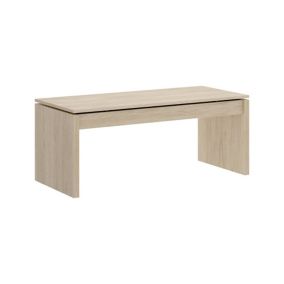 Table basse Cuar, Porte-revues de salon avec compartiment de rangement, Table basse élévatrice basse, 102x50h43 cm, Chêne