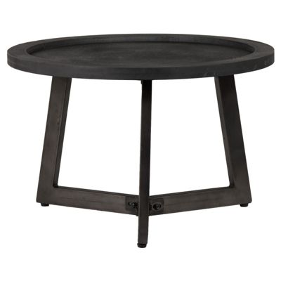 Table basse D. 70 cm plateau effet ardoise et pieds métal noir - BLACK