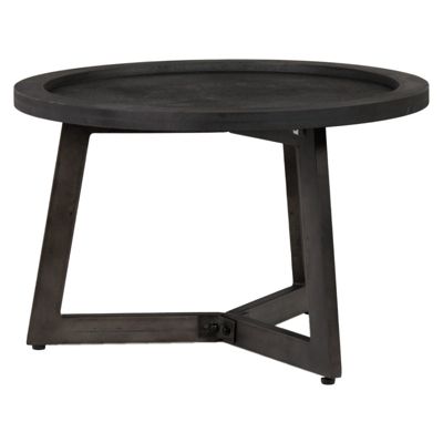 Table basse D. 70 cm plateau effet ardoise et pieds métal noir - BLACK