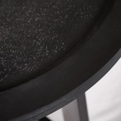 Table basse D. 70 cm plateau effet ardoise et pieds métal noir - BLACK