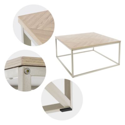 Table basse d'appoint carrée 80x80x40 cm aspect chêne panneau particules laminé