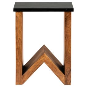 Table basse d'appoint de salon en bois massif acacia forme "W" 60cm WOMO-DESIGN